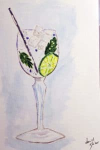 mojito in a wine class painting