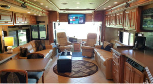 Inside of Motorhome looking towards the large front window