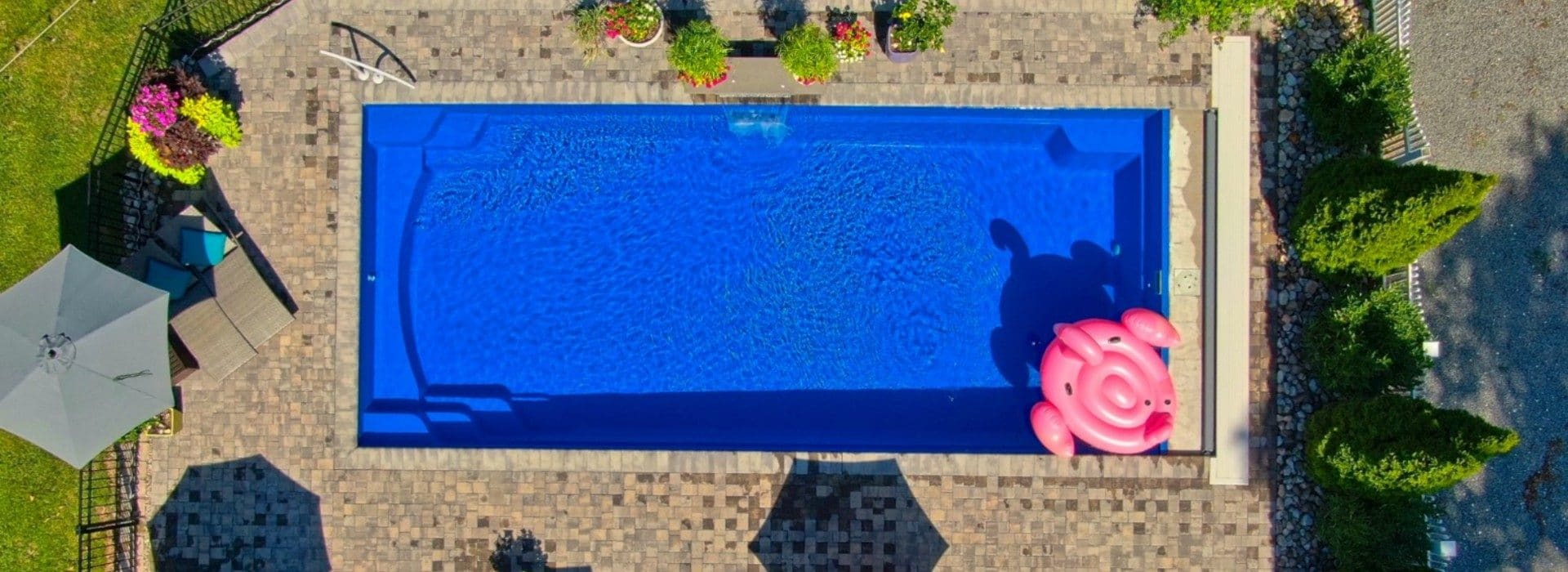 Drone shot of the blue pool